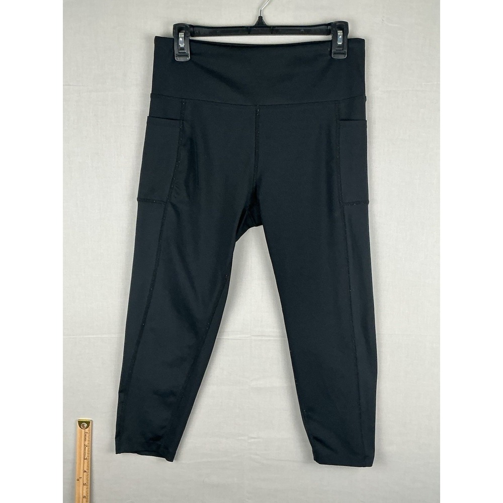 Bally Fitness Capri Leggings Womens XL Black Compression Workout Pockets